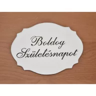 Natúr fa - "Boldog Születés napot" kiesős tábla fehér 7,5x10cm – festéshez, dekorációhoz