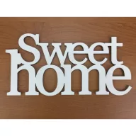 Fa - "Sweet home" felirat koszorúra  fehér 11,5x20cm – festéshez, dekorációhoz