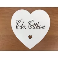 Fa - "Édes otthon" szív fehér 10cm – festéshez, dekorációhoz