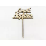 Natúr fa - Beszúrós "Anyák napjára" felirat 13cm – anyák napi dekorációhoz