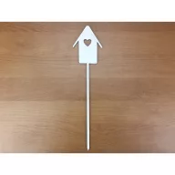 Fa - Beszúrós madárházikó fehér 7x29cm – festéshez, dekorációhoz