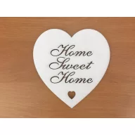 Fa - "Home Sweet Home" szív fehér 10cm – festéshez, dekorációhoz