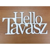 Fa - "Hello Tavasz" felirat koszorúra fehér 10x20cm – festéshez, dekorációhoz