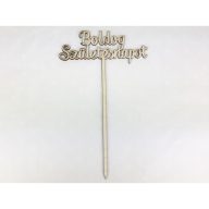 Natúr fa - Beszúrós  "Boldog születésnapot" felirat 15cm – kreatív dekorációhoz