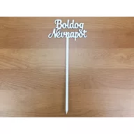 Fa - Beszúrós  "Boldog névnapot" felirat fehér 10,5cm – festéshez, dekorációhoz