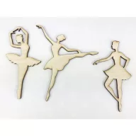 Natúr fa - Balerina piruett 3db/csomag – festéshez, dekorációhoz