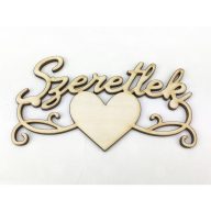 Natúr fa - "Szeretlek" felirat szívvel – valentin napi dekorációhoz