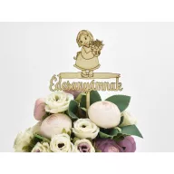 Natúr fa - Beszúrós felirat "Édesanyámnak" kislányos – anyák napi dekorációhoz