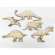 Natúr fa - Dinók 5db/csomag – festéshez, dekorációhoz