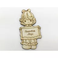 Natúr fa - "Szeretlek Anyu" kislány 5x10cm – anyák napi dekorációhoz