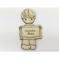 Natúr fa - "Szeretlek Mama" kisfiú 5x9,5cm – anyák napi dekorációhoz