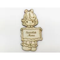 Natúr fa - "Szeretlek Mama" kislány 5x10cm – anyák napi dekorációhoz