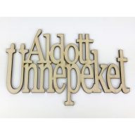Natúr fa - "Áldott Ünnepeket" felirat koszorúra 13x20cm – koszorúhoz, ajtódíszhez
