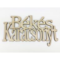 Natúr fa - "Békés Karácsonyt" felirat koszorúra 11x20cm – koszorúhoz, ajtódíszhez
