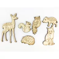 Natúr fa - Erdei állatok 10cm 6db/csomag – festéshez, dekorációhoz