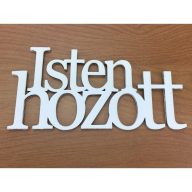 Fa - "Isten hozott" felirat koszorúra 7x14cm fehér – festéshez, dekorációhoz