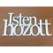 Fa - "Isten hozott" felirat koszorúra 7x14cm fehér – festéshez, dekorációhoz