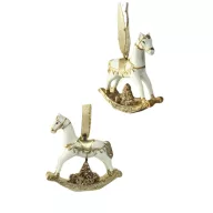 1db Glitteres hintaló akasztóval (2 féle) – karácsonyi dekorációhoz