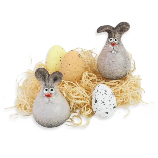 Pufi nyuszi kerámia 2 féle – karácsonyi dekorációhoz