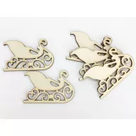 Natúr fa - Szánkó díszes 8cm 5db/csomag – karácsonyi dekorációhoz