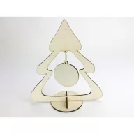 Natúr fa - Fenyő gömbdísszel 19cm – koszorúhoz, asztaldíszhez