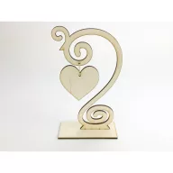 Natúr fa - Díszes szívtartó talpas 17cm – valentin napi dekorációhoz