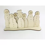 Natúr fa - Hóember csapat talpas 10x20cm – karácsonyi dekorációhoz