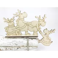 Natúr fa - Mókás rénszarvasok 25cm – koszorúhoz, asztaldíszhez