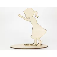 Natúr fa - Kislány gömbtartó 15,5x15cm – karácsonyi dekorációhoz