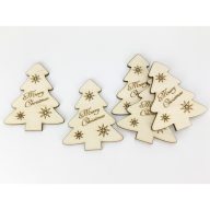 Natúr fa - "Merry Christmas" fenyő 8cm 5db/csomag – karácsonyi dekorációhoz