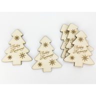 Natúr fa - "Boldog Karácsonyt" fenyő 8cm 5db/csomag – karácsonyi dekorációhoz