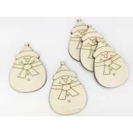 Natúr fa - Duci hóember 8cm 5db/csomag – karácsonyi dekorációhoz