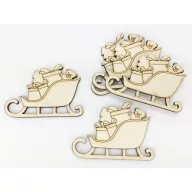 Natúr fa - Szánkó ajándékokkal  5db/csomag – karácsonyi dekorációhoz