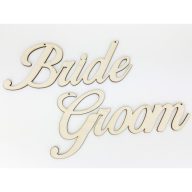 Natúr fa - "Bride Groom" felirat – esküvői dekorációhoz