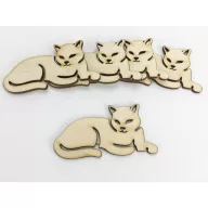 Natúr fa - Fekvő cica 4x8cm 5db/csomag – festéshez, dekorációhoz
