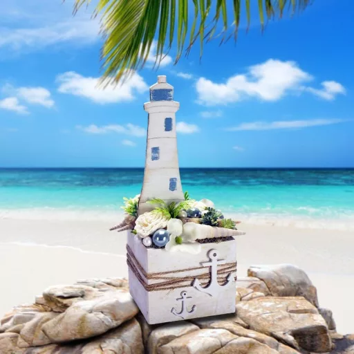 Natúr fa - Világítótorony 5,5x15,5cm – nyári dekorációhoz