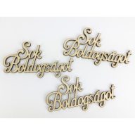 Natúr fa - "Sok boldogságot" felirat 3db/csomag – esküvői dekorációhoz