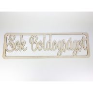 Natúr fa - "Sok boldogságot" tábla 74cm – esküvői dekorációhoz
