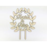 Natúr fa - Egyedi tortadísz kívánság szerinti felirat – esküvői dekorációhoz