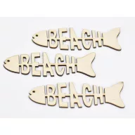 Natúr fa - BEACH hal 3,5x12cm 3db/csomag – nyári dekorációhoz