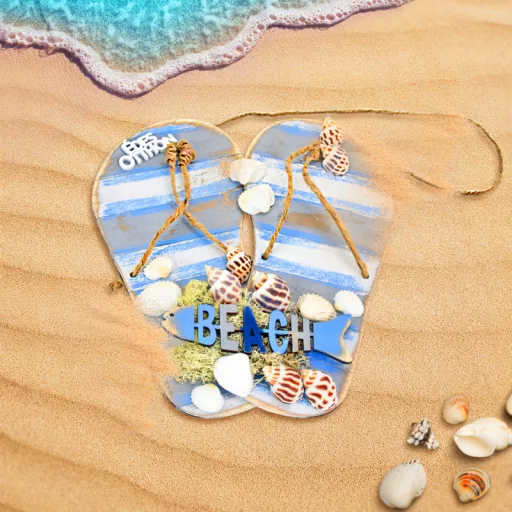 Natúr fa - BEACH hal 3,5x12cm 3db/csomag – nyári dekorációhoz