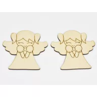 Natúr fa - Cuki angyalka 10cm 2db/csomag – karácsonyi dekorációhoz, koszorúhoz