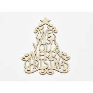 Natúr fa - "We wish you a ..." karácsonyfa koszorúra 20cm – koszorúhoz, ajtódíszhez