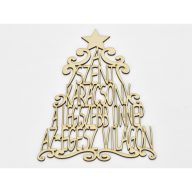 Natúr fa - "A szent karácsony..." karácsonyfa koszorúra 28cm – koszorúhoz, ajtódíszhez