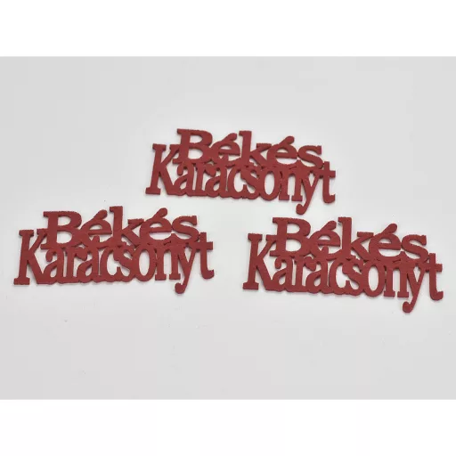 Filc - "Békés Karácsony" felirat  piros 3db/csomag – karácsonyi dekorációhoz
