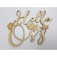 Natúr fa - Hello Ősz felirat díszes 20cm – őszi dekorációhoz