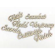 Natúr fa - A hét napjai felirat 7db/csomag – festéshez, dekorációhoz