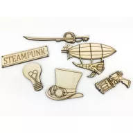 Natúr fa - STEAMPUNK csomag 6db/csomag – festéshez, dekorációhoz