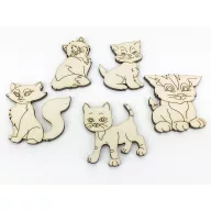 Natúr fa - Cica szett 5db/csomag – festéshez, dekorációhoz