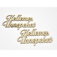 Natúr fa - "Kellemes Ünnepeket" felirat  2db/csomag – koszorúhoz, asztaldíszhez